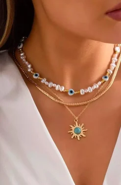 COLLAR MULTI LUCKY EYES WITH PEARLS