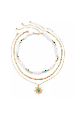 COLLAR MULTI LUCKY EYES WITH PEARLS