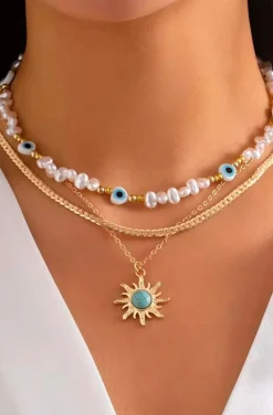 COLLAR MULTI LUCKY EYES WITH PEARLS