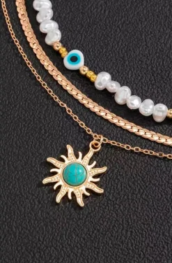 COLLAR MULTI LUCKY EYES WITH PEARLS
