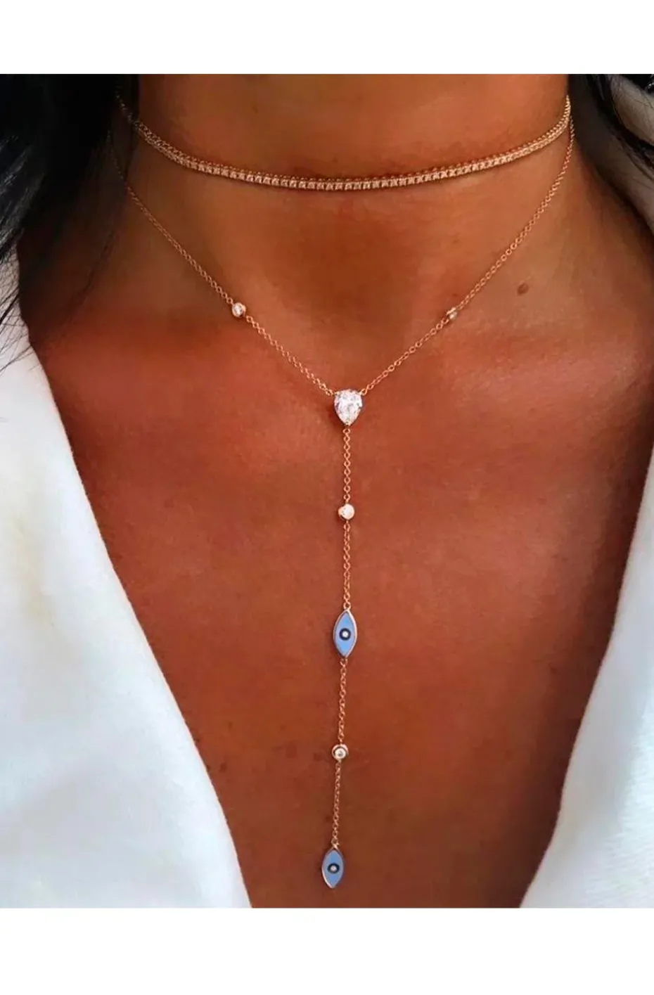 COLLAR OJITOS Y CIRCONITAS
