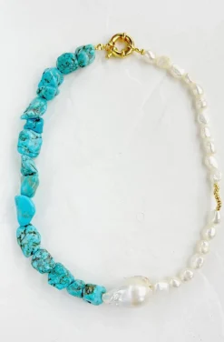 COLLAR PERLAS DE AGUA Y TURQUESAS