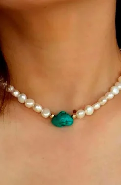COLLAR PERLAS DE AGUA Y TURQUESA