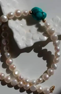 COLLAR PERLAS DE AGUA Y TURQUESA