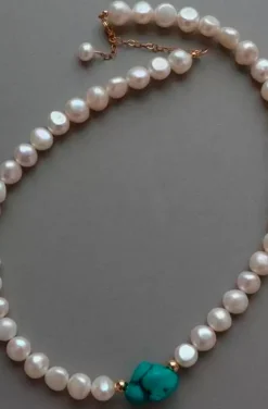 COLLAR PERLAS DE AGUA Y TURQUESA