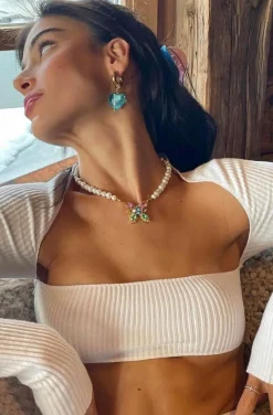 COLLAR PERLAS Y MARIPOSA