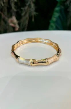 CONJUNTO COLLAR, PULSERA Y PENDIENTES BAMBOO DORADO