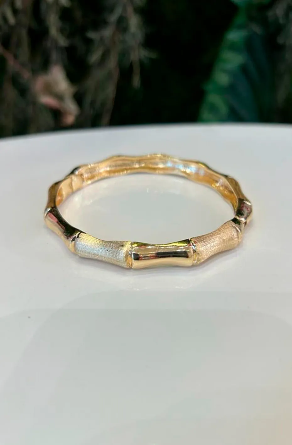 CONJUNTO COLLAR, PULSERA Y PENDIENTES BAMBOO DORADO