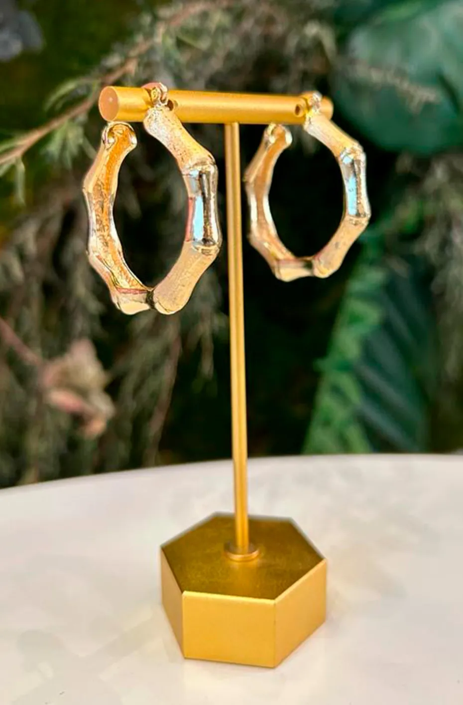 CONJUNTO COLLAR, PULSERA Y PENDIENTES BAMBOO DORADO