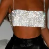 CROP TOP DE CRISTALES EN COLOR PLATA