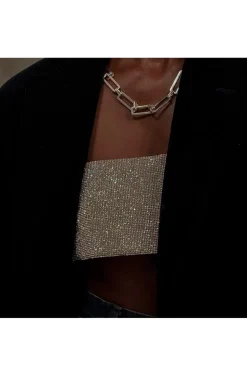 CROP TOP DE CRISTALES EN COLOR PLATA