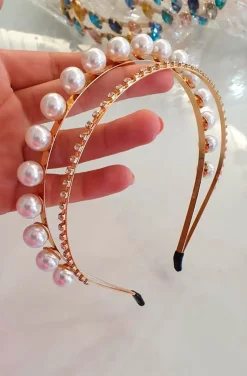 DIADEMA PERLAS Y CRISTALES