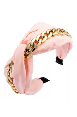 DIADEMA TURBANTE ROSA PASTEL CON CADENA