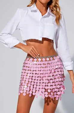 FALDA LENTEJUELAS ROSA