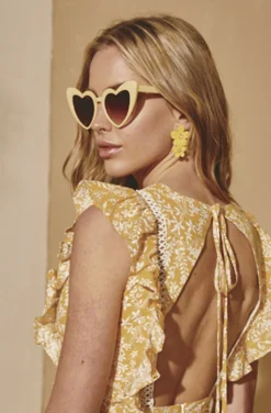 GAFAS DE MODA CORAZÓN AMARILLO PASTEL