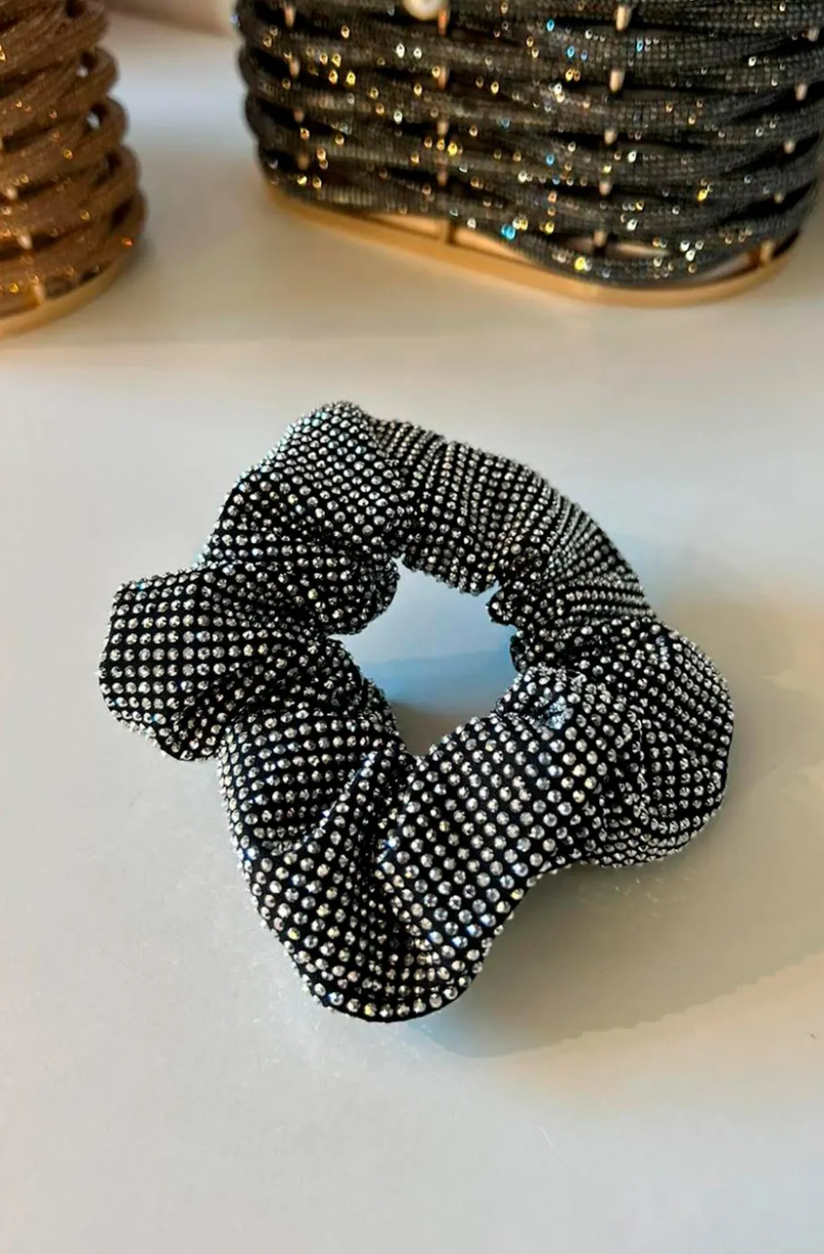 GOMA DE PELO CRISTALES PLATA