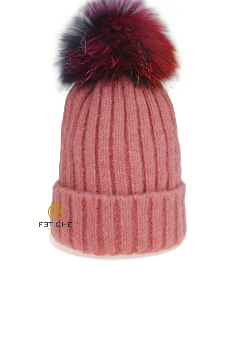 GORRO ROSA POMPÓN MULTICOLOR