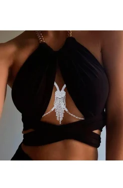 HEART BODY CHAIN IN SILVER