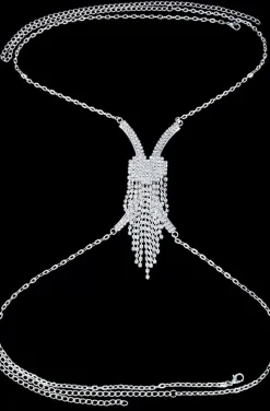 HEART BODY CHAIN IN SILVER