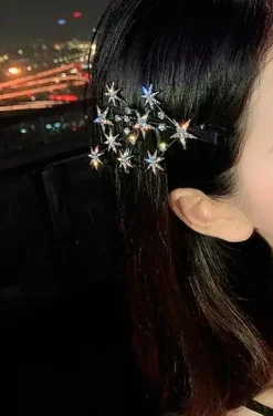 HORQUILLA ESTRELLAS CRISTALES SILVER