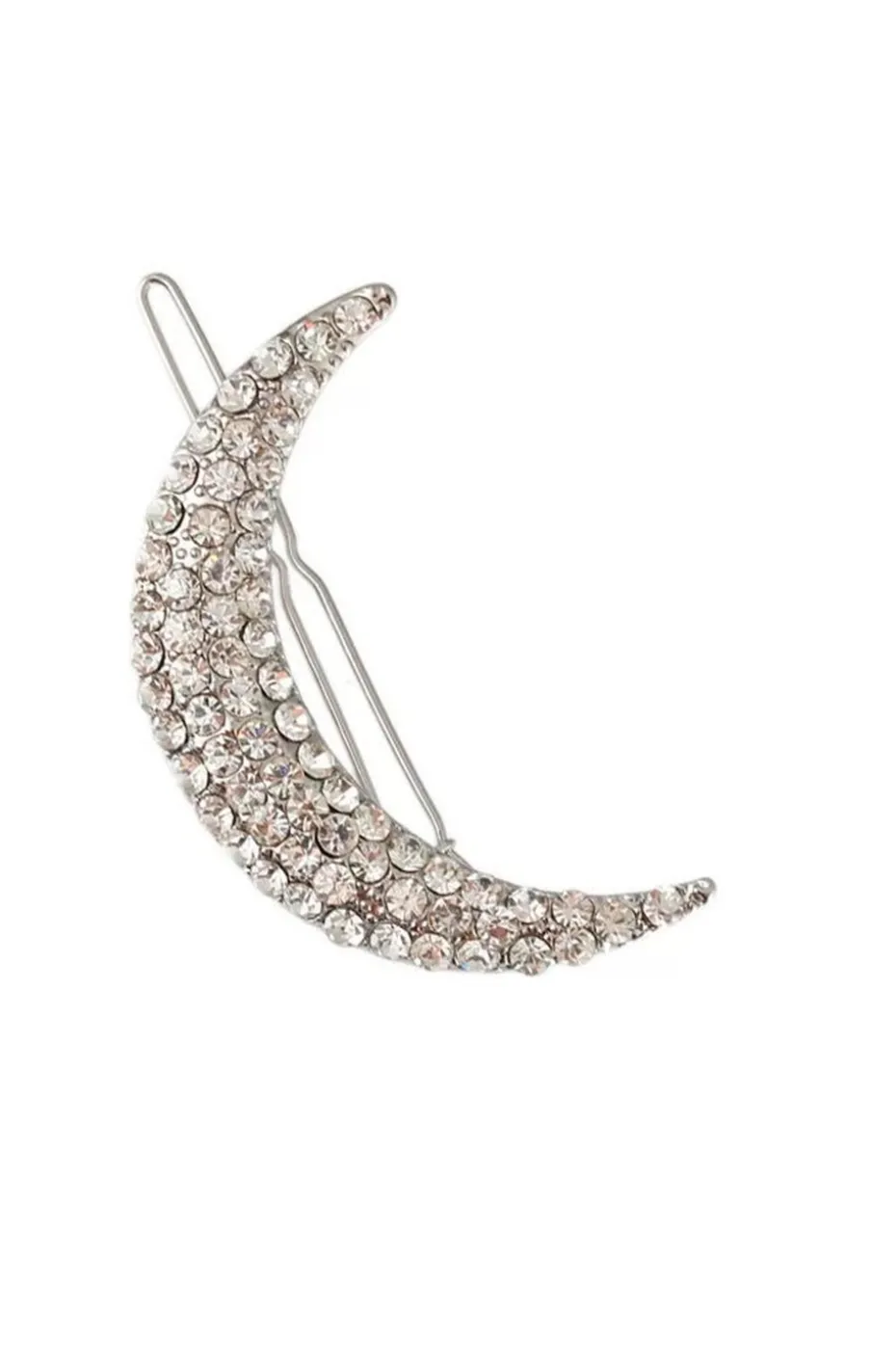 HORQUILLA LUNA DE STRASS PLATA