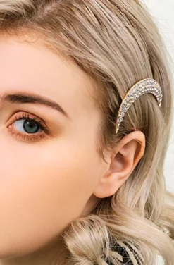 HORQUILLA LUNA DE STRASS PLATA