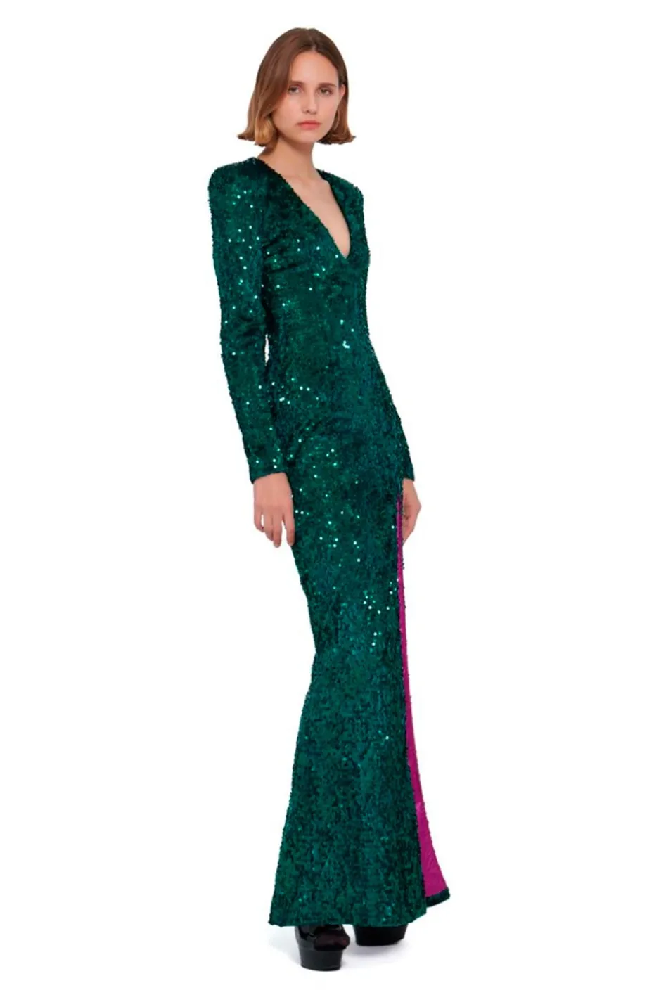 MAXI VESTIDO LENTEJUELAS VERDE