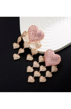PENDIENTES JOYERIA CORAZONES ROSA