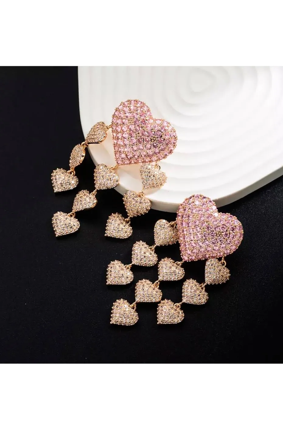 PENDIENTES JOYERIA CORAZONES ROSA