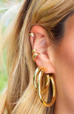 PENDIENTES ARO TUBO DORADO