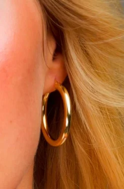 PENDIENTES ARO TUBO DORADO