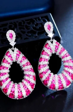 PENDIENTES CIRCONITAS PINK & SILVER