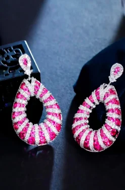 PENDIENTES CIRCONITAS PINK & SILVER