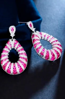 PENDIENTES CIRCONITAS PINK & SILVER
