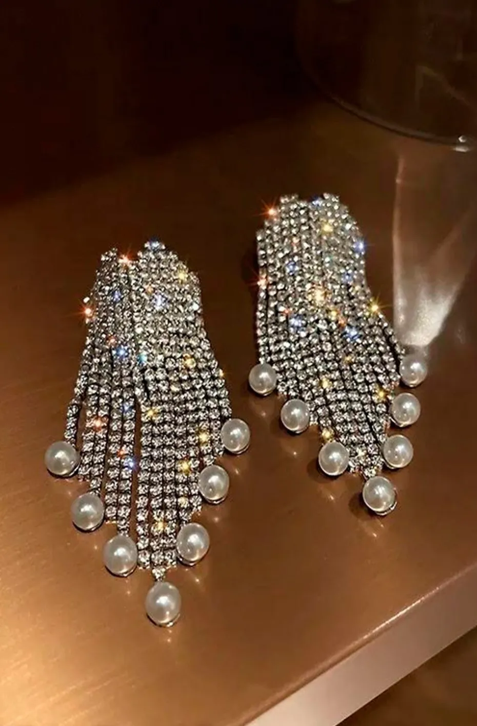 PENDIENTES CORAZÓN CRISTALES Y PERLAS