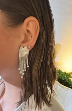 PENDIENTES CORAZÓN CRISTALES Y PERLAS