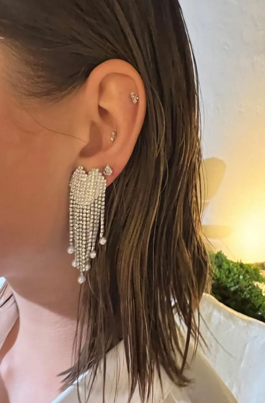 PENDIENTES CORAZÓN CRISTALES Y PERLAS