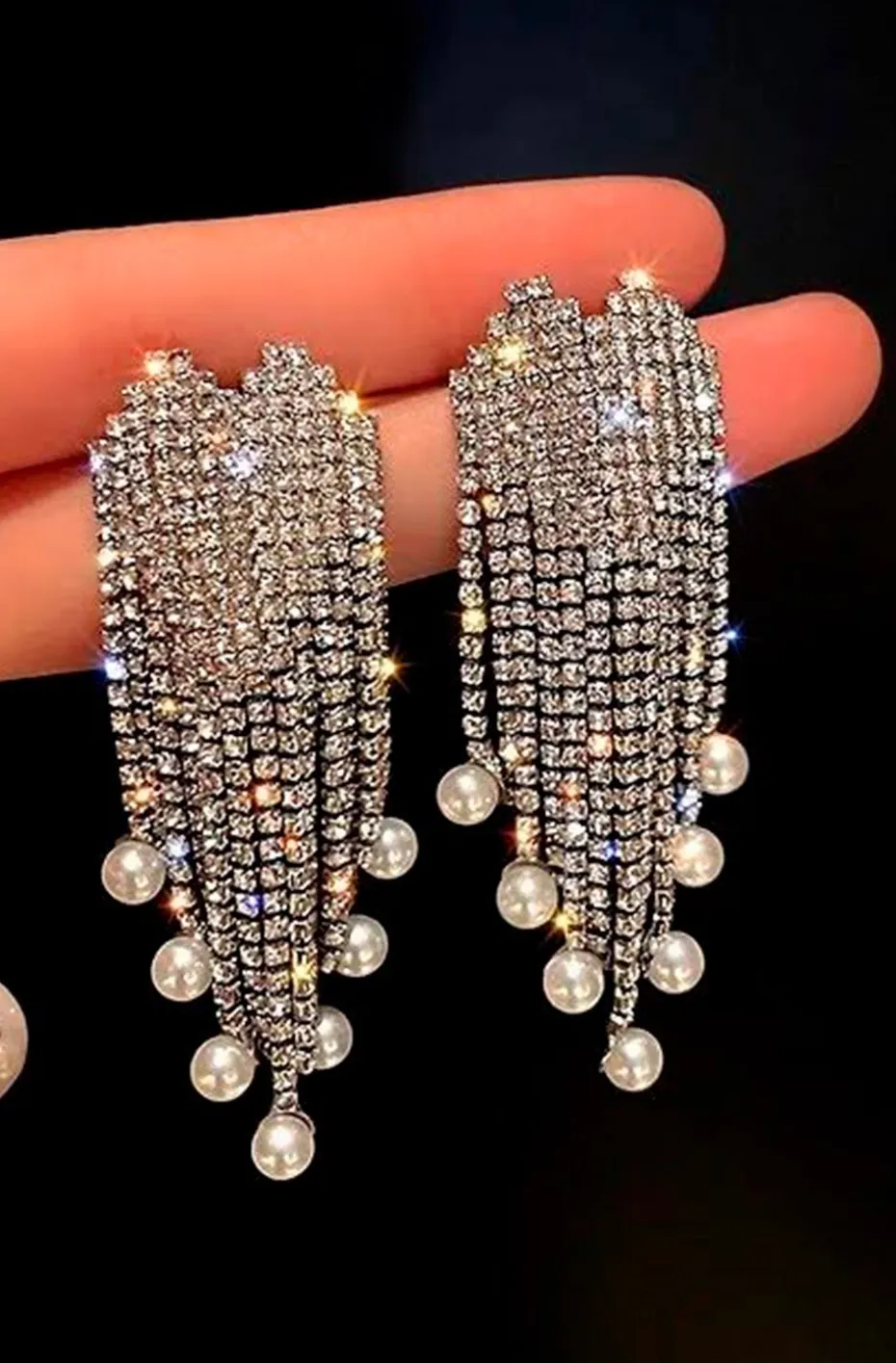 PENDIENTES CORAZÓN CRISTALES Y PERLAS
