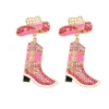 PENDIENTES COW BOY BOOTS PINK