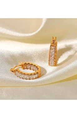 PENDIENTES DE ARO BAGUETTE CRISTAL