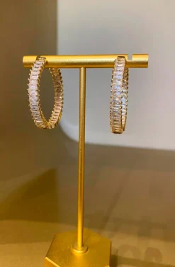 PENDIENTES DE ARO BAGUETTE CON CIRCONITAS