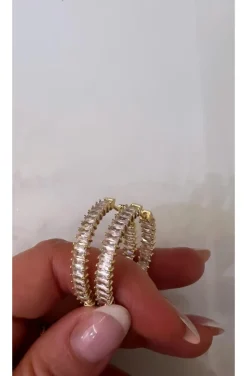 PENDIENTES DE ARO BAGUETTE CON CIRCONITAS