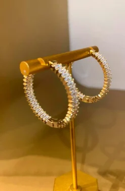 PENDIENTES DE ARO BAGUETTE CON CIRCONITAS