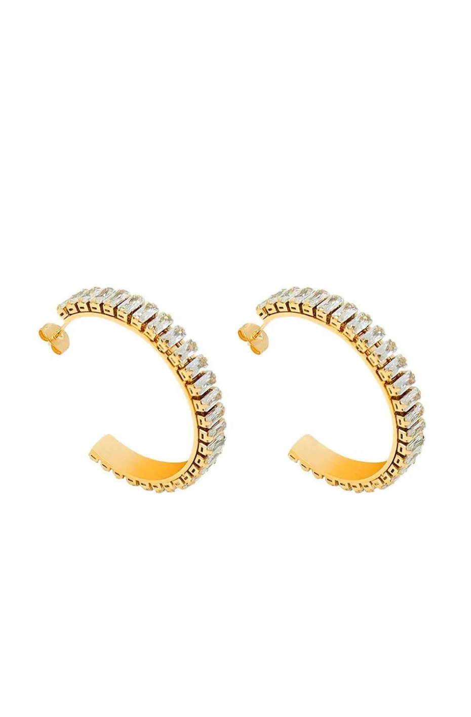 PENDIENTES DE ARO CON CIRCONITAS BAGUETTE