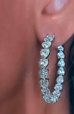 PENDIENTES DE ARO CORAZONES PLATA