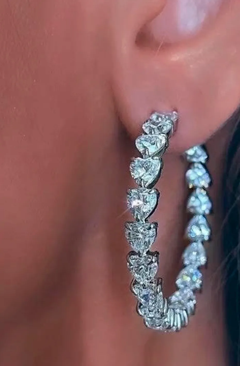 PENDIENTES DE ARO CORAZONES PLATA