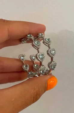 PENDIENTES DE ARO CORAZONES AGUA MARINA