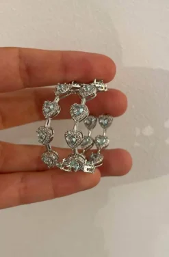 PENDIENTES DE ARO CORAZONES AGUA MARINA