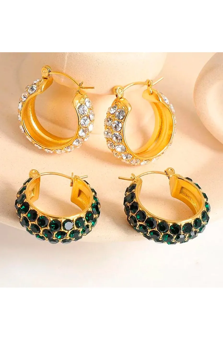 PENDIENTES DE ARO VERDE INTENSO