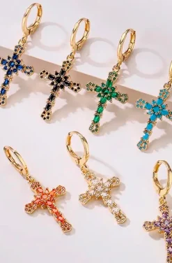 PENDIENTES DE CRUZ CON TURQUESAS